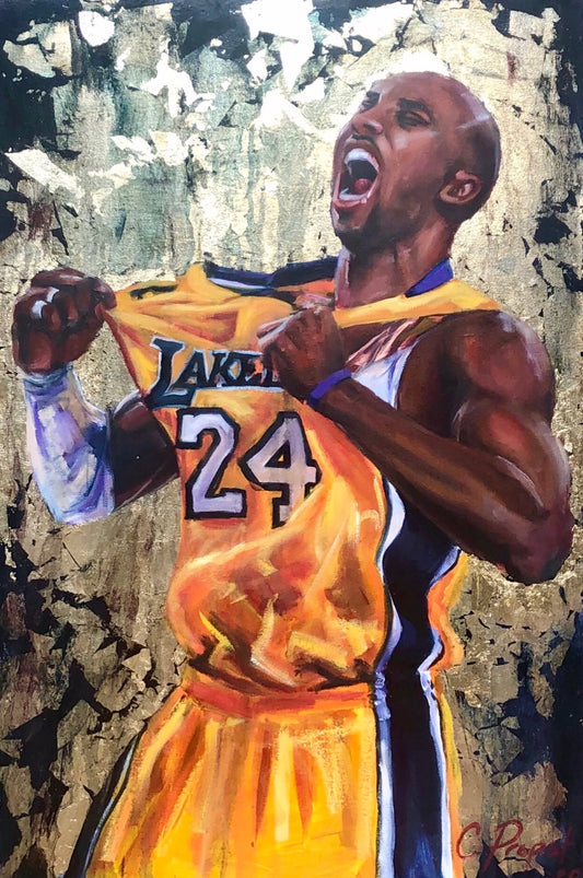 Kobe Bryant 24x36 portrait oil and gold leaf on canvas 2020 8