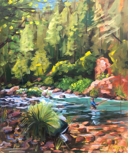 fly fishing 18x24 oil on canvas portrait  3