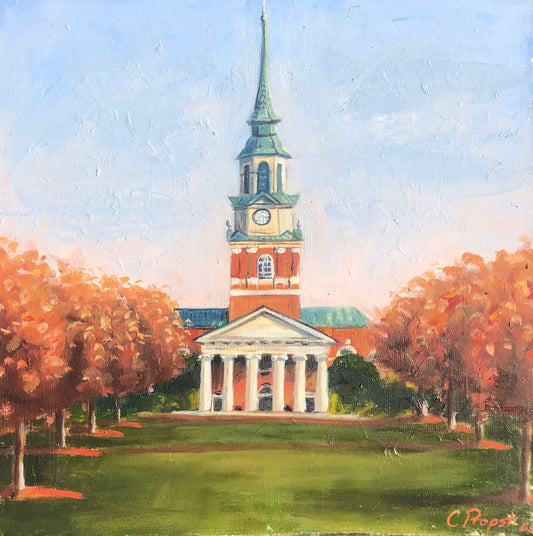 University of Virginia Wait Chapel portrait 12x12 oil on canvas 4